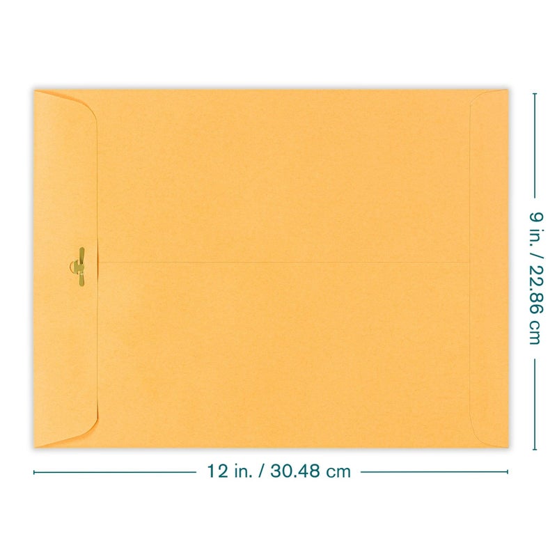 EnDoc Clasp Envelopes 9x12-15 Pack Brown Kraft Catalog Envelopes with Clasp Closure & Gummed Seal â€“ 28lb Heavyweight Paper Envelopes for Home, Office, Business, Legal or School Pack- 9 x 12 Inch - Image 2